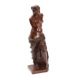 A Continental, almost certainly French patinated bronze model of the Venus de Milo,