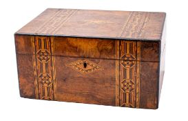 A Victorian walnut and parquetry writing slope,
