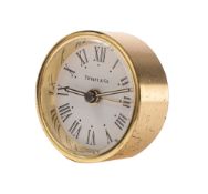 A Tiffany travel alarm clock the white dial signed Tiffany & Co with Roman numerals,