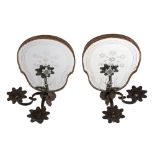 A pair of Continental, probably Venetian twin light girandoles,