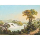 Swiss School (19th century) View of the Rhine Falls with Rheinfall Bridge and Laufen Castle gouache