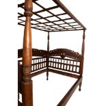 A South East Asian carved and stained wood day bed, in 17th century colonial style,
