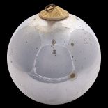 A silvered glass witche's ball with pressed gilt metal mount stamped Eggeling Vienna Austria,