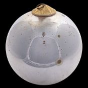 A silvered glass witche's ball with pressed gilt metal mount stamped Eggeling Vienna Austria,