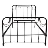 A Victorian painted iron and brass mounted bedstead,