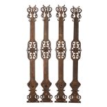 A set of four cut and repoussé worked copper furniture mounts in Arts and Crafts style,