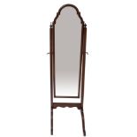 A mahogany cheval mirror in George I taste,