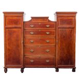 A Victorian mahogany and cross banded chest wardrobe,