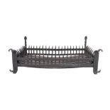 A substantial wrought iron fire basket, 20th century; of rectangular form; the front,