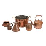 A quantity of domestic copperware,