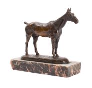 Gaston d'Illiers [1876-1932] A French bronze study of a horse on mound base,