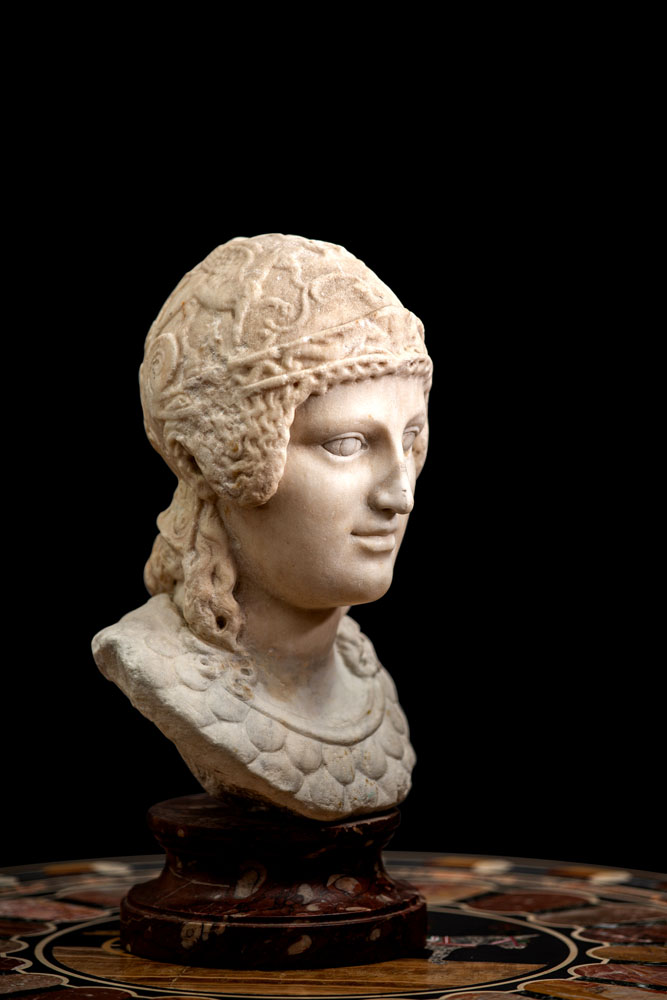 A sculpted white marble bust of a youthful Ares, probably a Roman 2nd century A.D. - Image 7 of 7