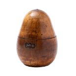 A George III fruitwood tea caddy in the form of a pear,
