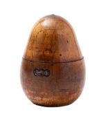 A George III fruitwood tea caddy in the form of a pear,
