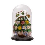 A Victorian seashell formed floral display,