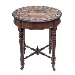 An Italian, pietra dura topped walnut circular occasional table, probably Rome,
