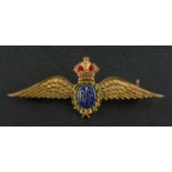 A WWII RAF blue, green and red enamel sweetheart brooch, marked 'ORR15', total length ca.