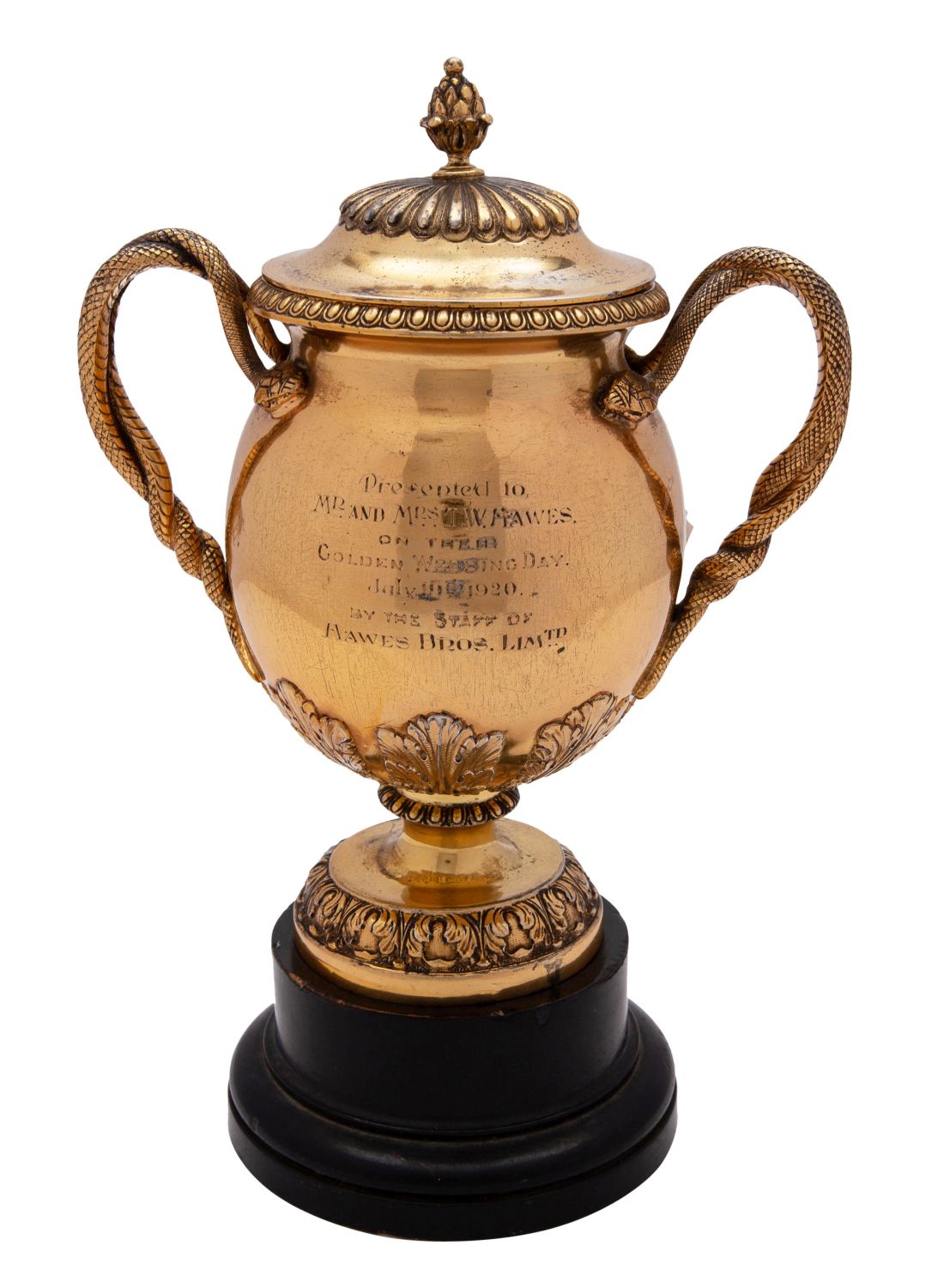 A George V silver gilt presentation trophy, Mappin and Webb, London 1910,