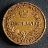 An 1870 Victorian Gold Sovereign of Sydney Mint.
