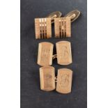 Two pairs of 9ct gold cufflinks,