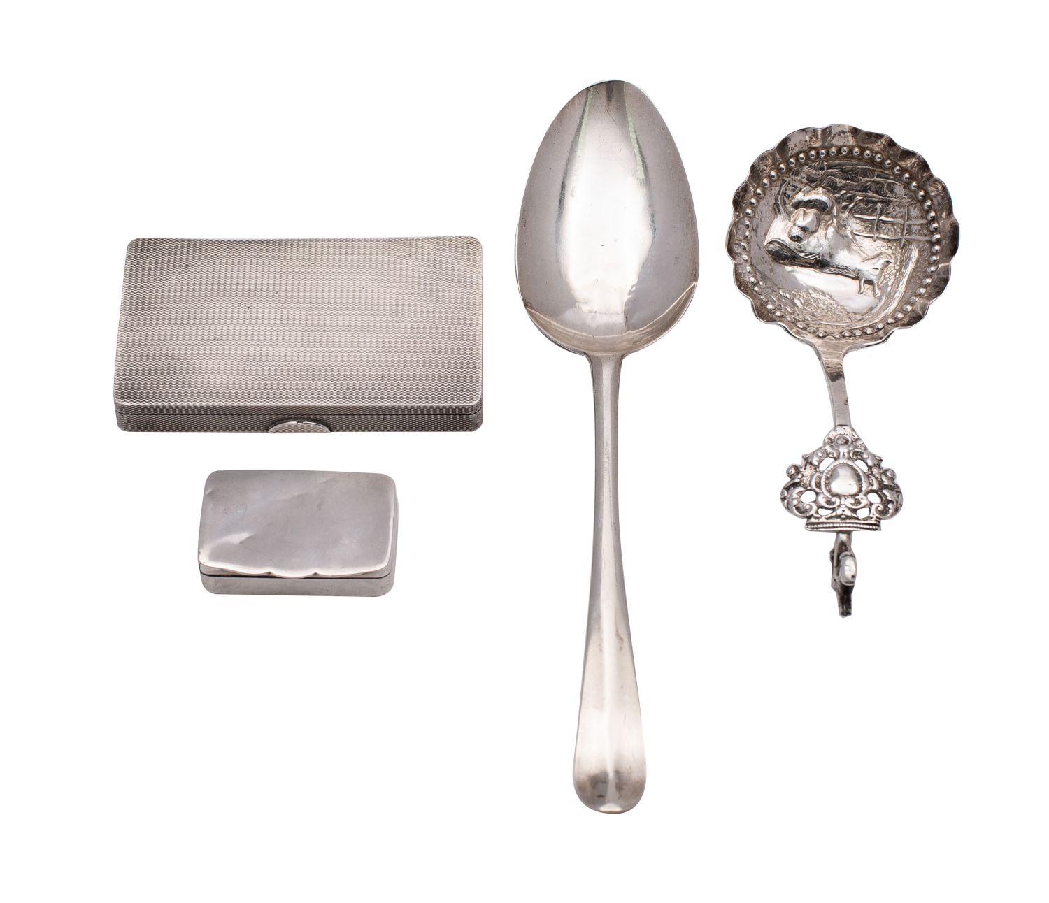 A small group of silver, to include an Old English pattern table spoon London 1723,