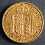 An 1892 Victorian half sovereign.