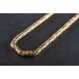 A Byzantine-link chain, stamped '14K', total length ca. 64cm, total weight ca. 42gms.