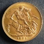 A 1925 Georgian Gold Sovereign.