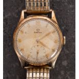 Omega, a gentleman's 9ct gold wristwatch the dial with baton and Roman numerals,