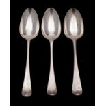 WITHDRAWN A pair of George III silver table spoons, Charles Hougham, London, date letters rubbed,