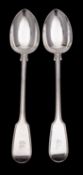 A pair of Victorian silver basting spoons, maker Joseph and Albert Savory, London, 1865,