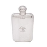 A Victorian silver hip flask, maker Walker and Hall Ltd, London 1896, of rounded rectangular form,
