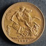 An 1899 Victorian Gold Sovereign.