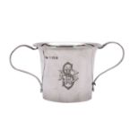 An Edward VII silver two handled loving cup, maker William Aiken, Birmingham 1904, of flared form,