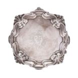 A George II silver waiter, John Swift, London 1743, with pie crust and shell border,