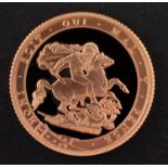 A Proof Elizabeth II gold sovereign coin, dated 2017, diameter ca. 22mms, total weight ca.