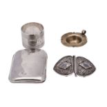 A small group of silver items to include;- a cigarette case, Birmingham, 1890, a napkin ring,
