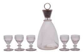 A Victorian glass and silver Dimple decanter, maker's mark worn Birmingham, 1900,