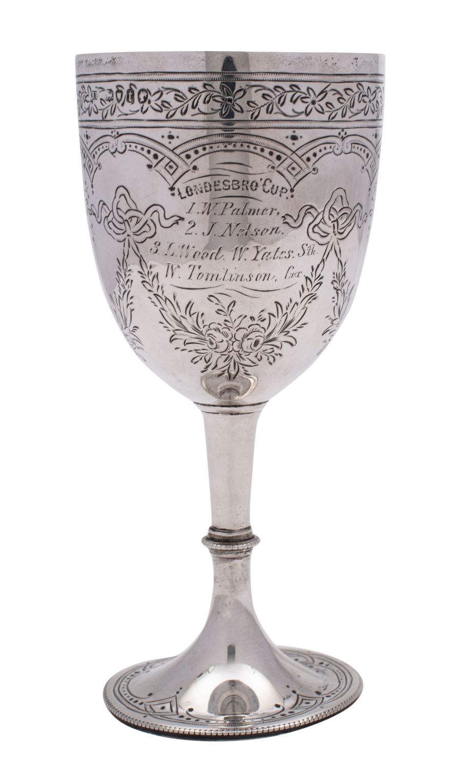 A Victorian silver rowing presentation goblet, maker Henry Herbert, London 1874, York Regatta 1874,