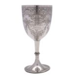 A Victorian silver rowing presentation goblet, maker Henry Herbert, London 1874, York Regatta 1874,