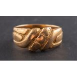 An Edwardian, 18ct gold ring, of cross-over design, with hallmarks for Chester, 1908,