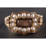 A 19th century, hairwork and seed pearl cluster ring, length of ring head ca. 1.