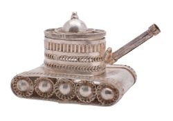 A 20th century Indian white metal model of a tank, not marked, 70grams.