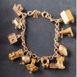A 9ct gold, figure-of-eight, ropetwist charm bracelet, length ca.