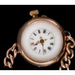 A lady's gold-plated wristwatch converted from a pocket watch the dial with black Roman numerals