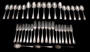 A George V part matched canteen of silver flatware, maker John Round and Son Ltd, Sheffield,