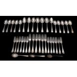 A George V part matched canteen of silver flatware, maker John Round and Son Ltd, Sheffield,