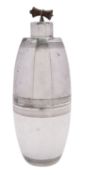An Art Deco silver plated Italian cocktail shaker, maker Metargent, stamped T 10, of bullet form,