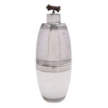 An Art Deco silver plated Italian cocktail shaker, maker Metargent, stamped T 10, of bullet form,