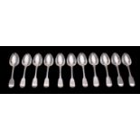 A set of seven George III silver dessert spoons, maker William Eley and William Fearn, London 1817,